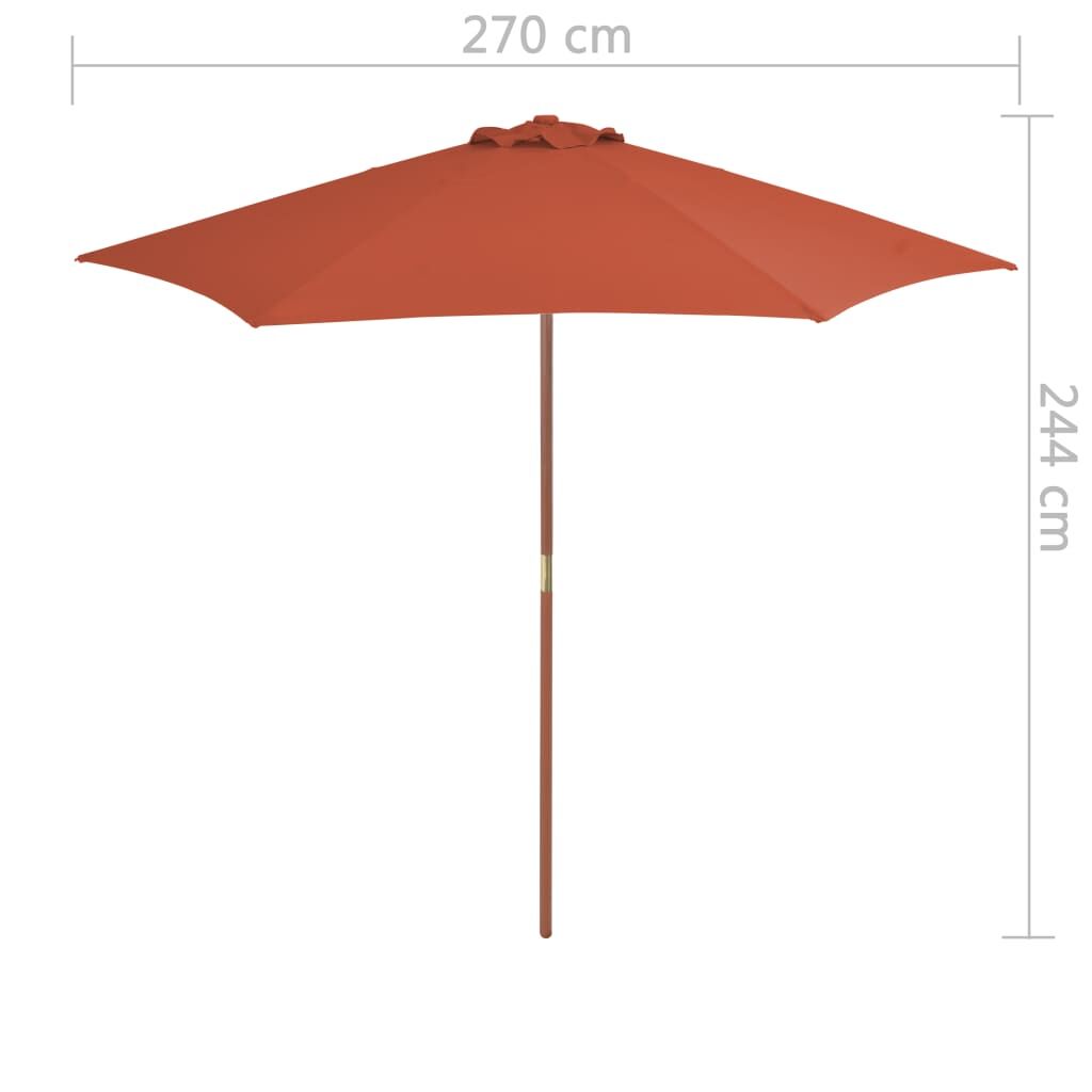 Vidaxl Sombrilla De Jardín Con Palo De Madera Terracota 270 Cm_2