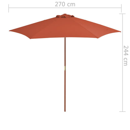 Vidaxl Sombrilla De Jardín Con Palo De Madera Terracota 270 Cm_2