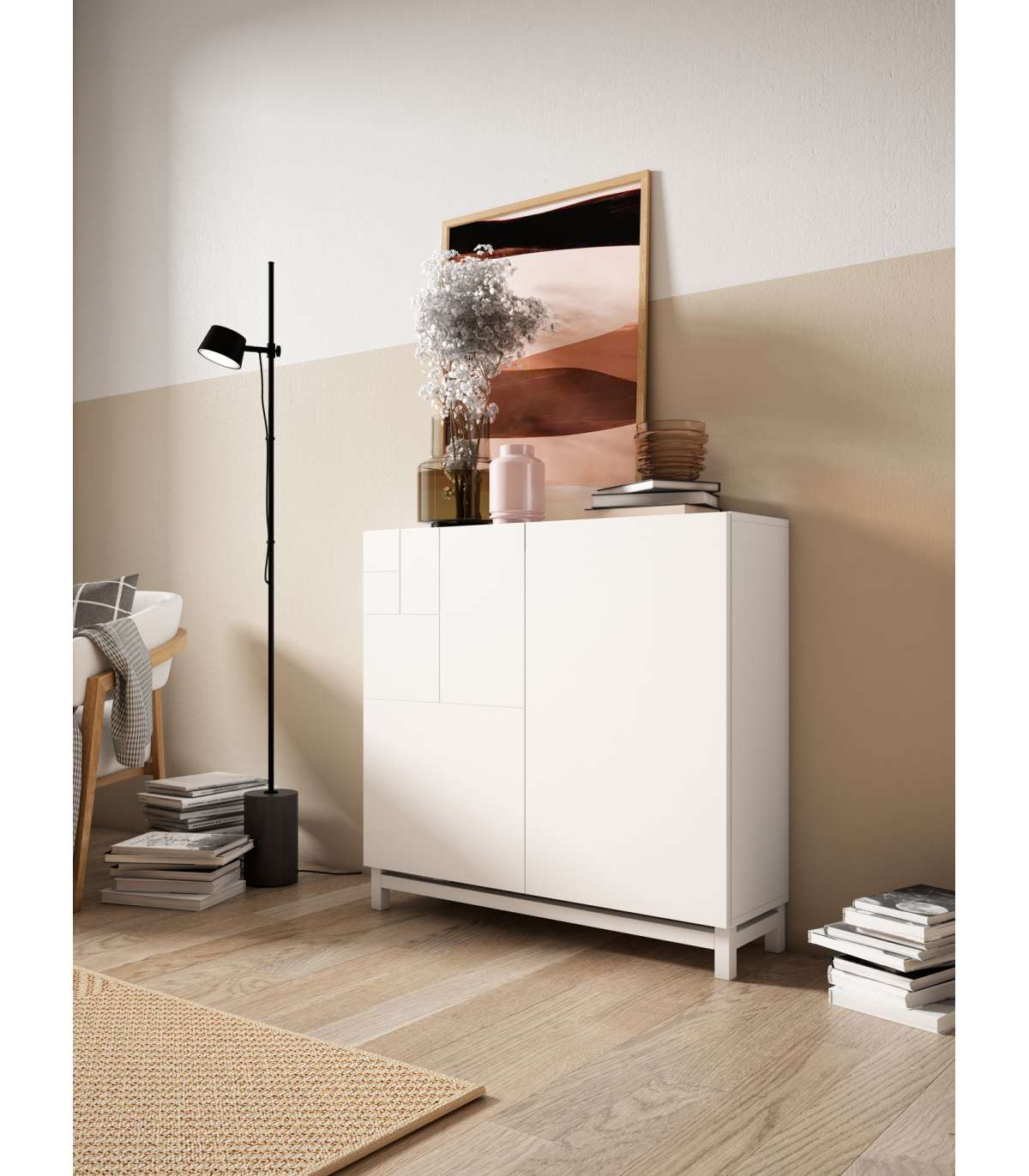 Zapatero 2 Puertas Modelo 513 Acabado Blanco, 90x90x27 (alto X Ancho X Fondo)_1