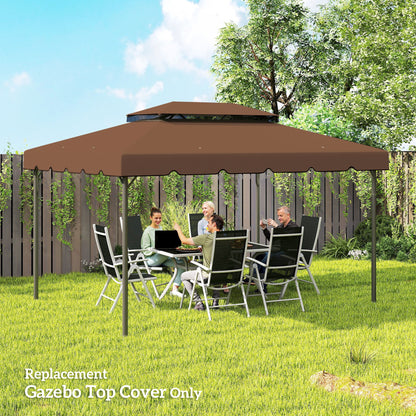 Outsunny Techo De Repuesto Para Cenador 4x3 M Con Doble Techo Café_4