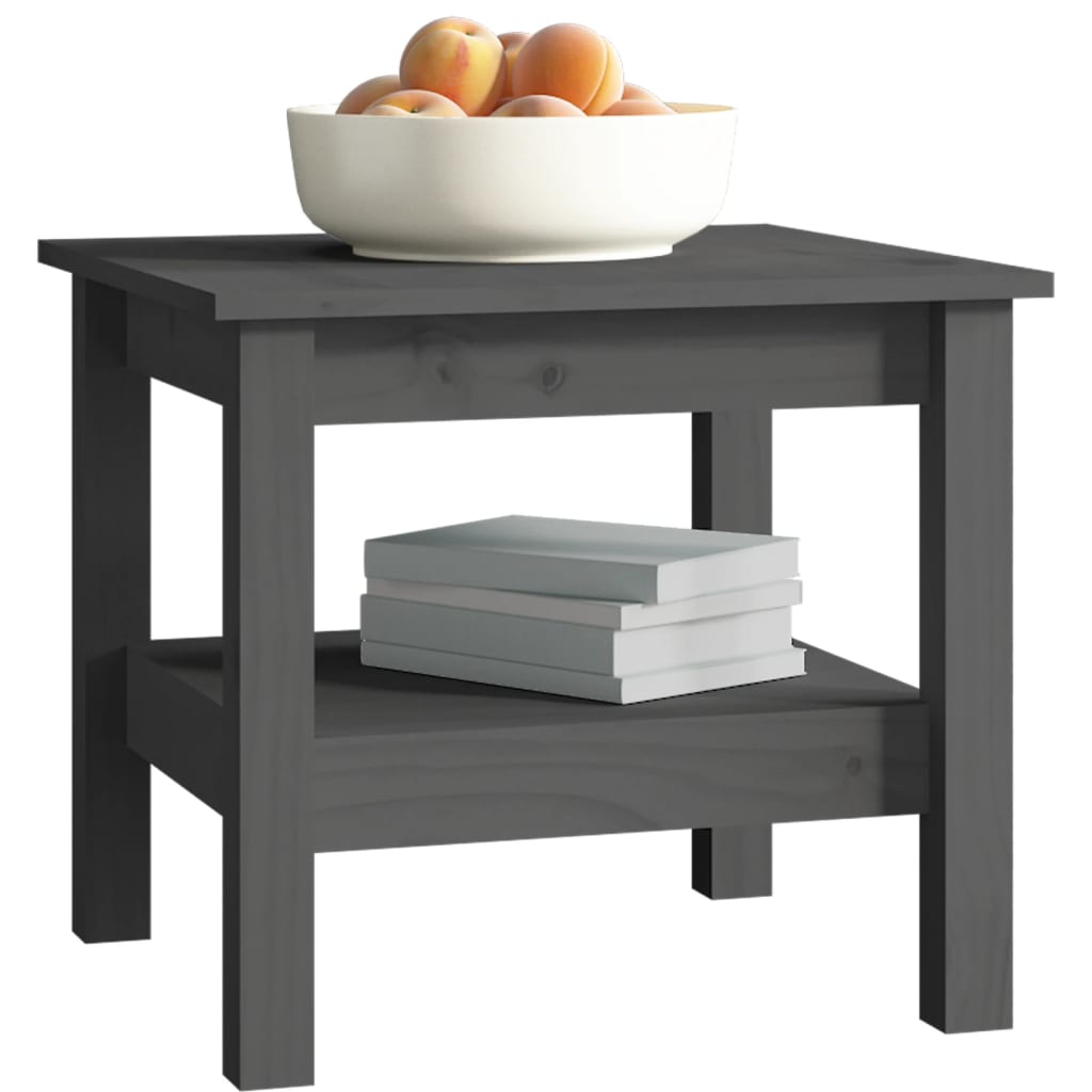 Mesa De Centro De Madera Maciza De Pino Gris 45x45x40 Cm_3