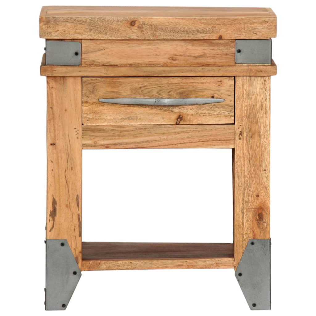 Mesita De Noche De Madera Maciza De Acacia 40x30x51 Cm_0