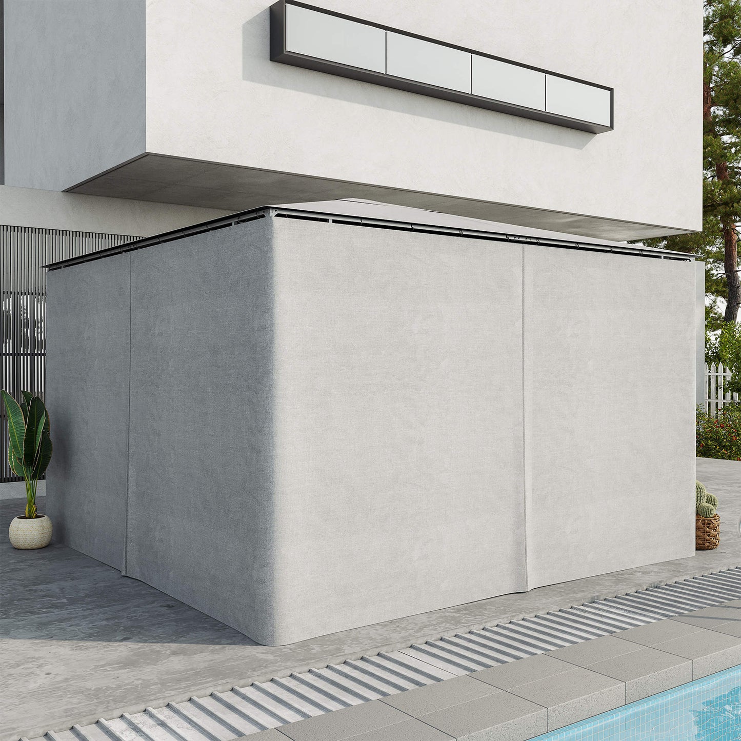 Outsunny 4 Paredes Laterales Para Cenador 3,5x2 M Sin Ventanas Gris Claro_1