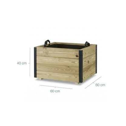 Jardinera De Madera Con Refuerzo De Aluminio 60x60x40 Cm Pun Al Hortalia_5