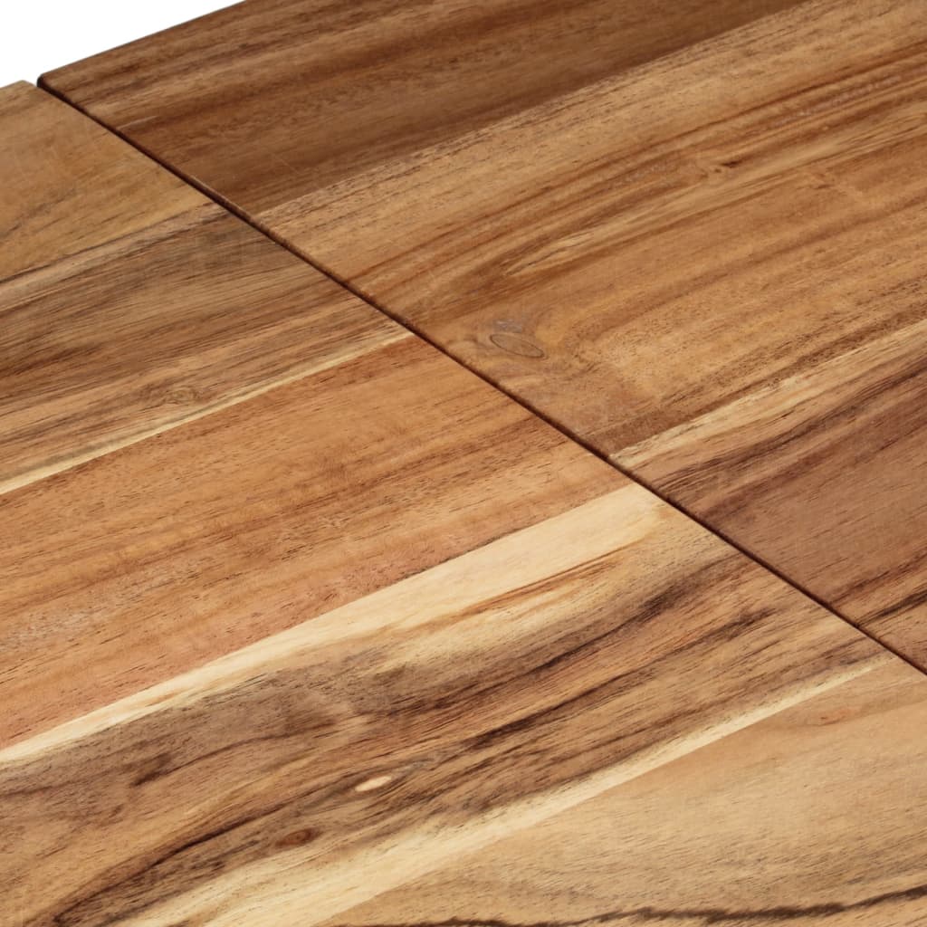 Mesa Consola Acero Inoxidable Y Madera Maciza Acacia Plateada_4