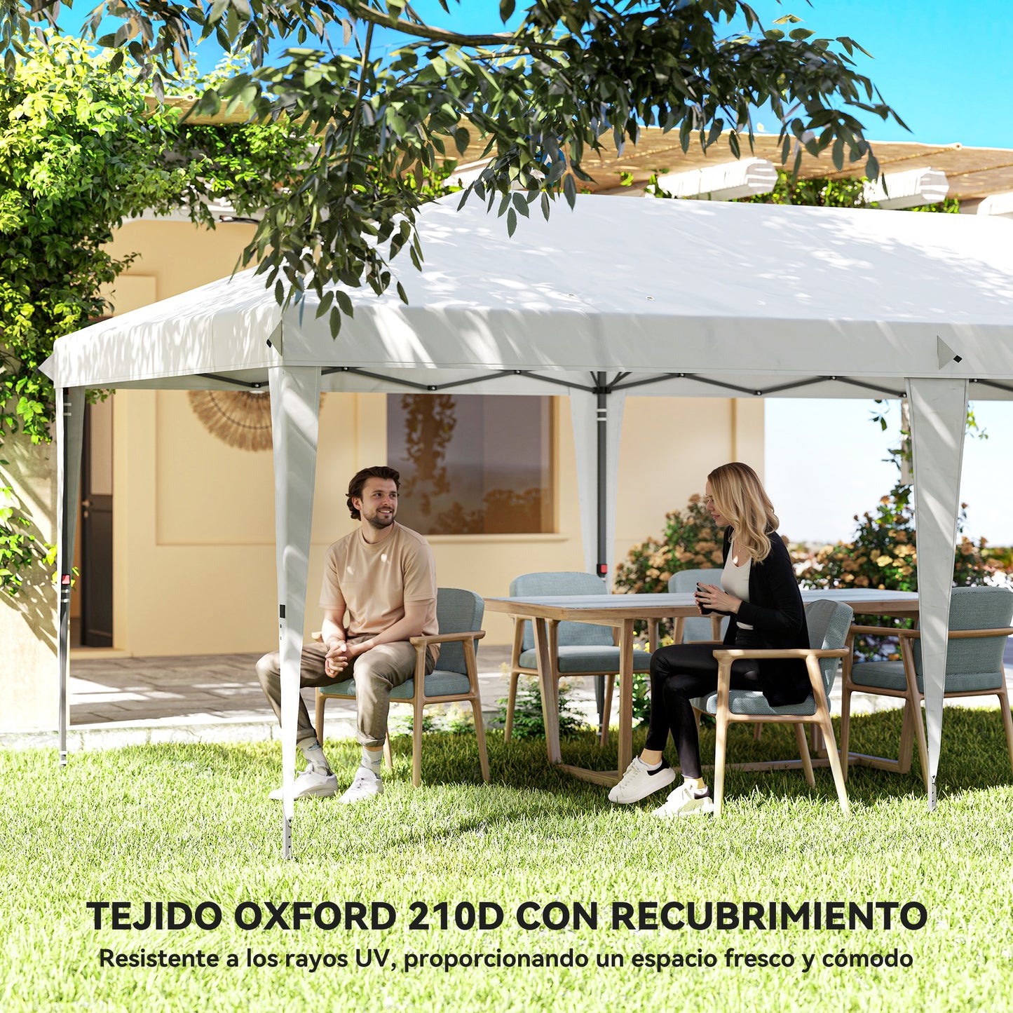 Outsunny Carpa Plegable 6x3 M Con 4 Laterales Desmontables 2 Ventanas Blanco_5