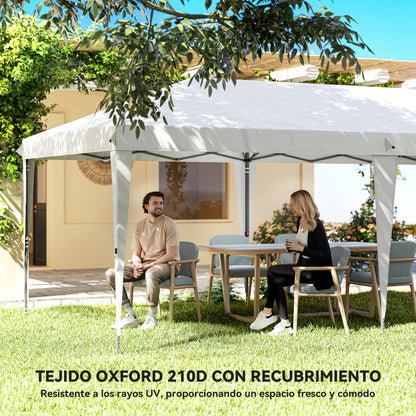 Outsunny Carpa Plegable 6x3 M Con 4 Laterales Desmontables 2 Ventanas Blanco_5