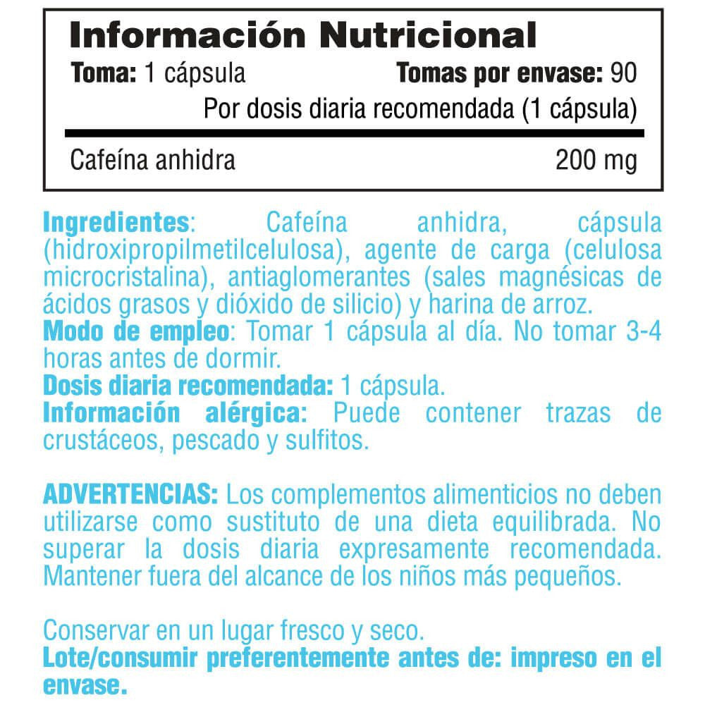 Cafeína 200mg - 90 Cápsulas Vegetales - Cafeína - Smart Supplements_4