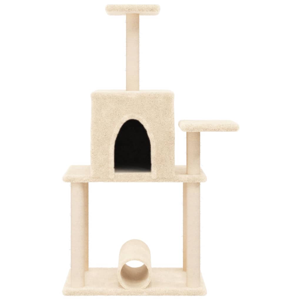 Rascador Para Gatos Con Postes De Sisal Color Crema 122 Cm_3