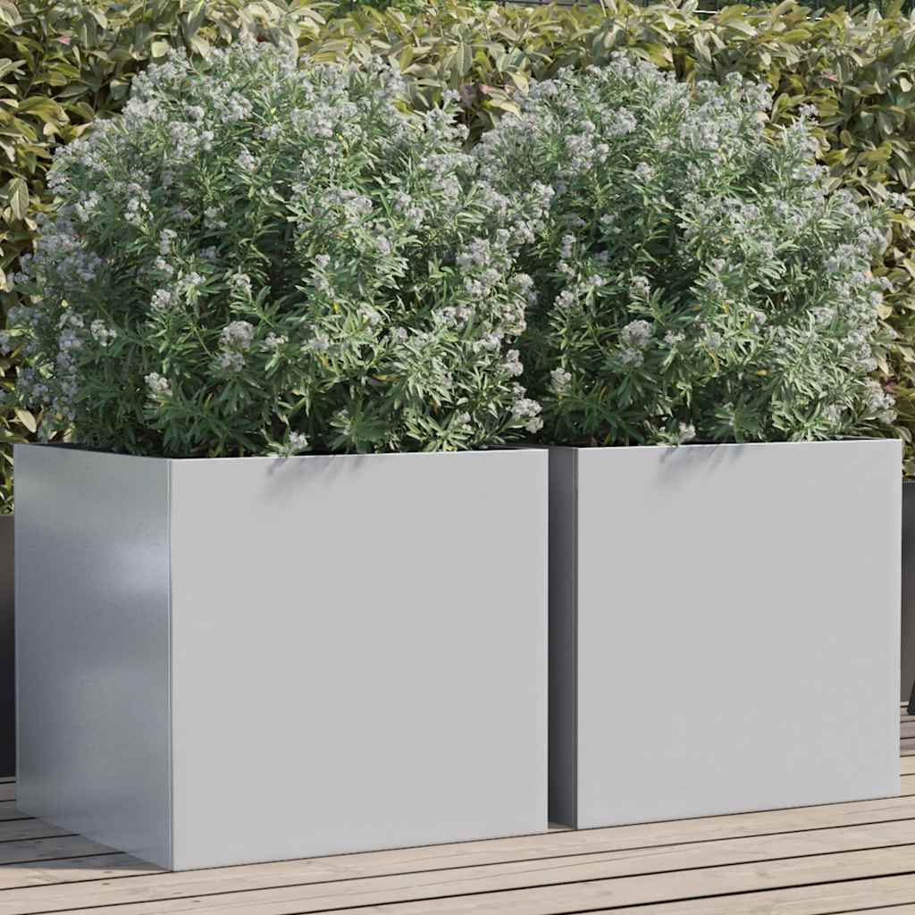 Jardineras 2 Unidades Acero Galvanizado Plateado 49x47x46 Cm_1