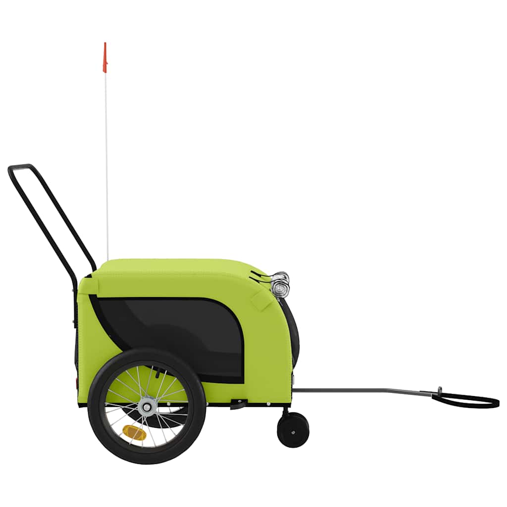 Remolque De Bicicleta Mascotas Hierro Tela Oxford Verde Negro_4