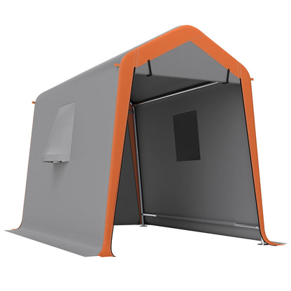 Outsunny Carpa Garaje Portátil 2,4x1,8 M Para Coche Con Puerta Y Ventana Gris_0