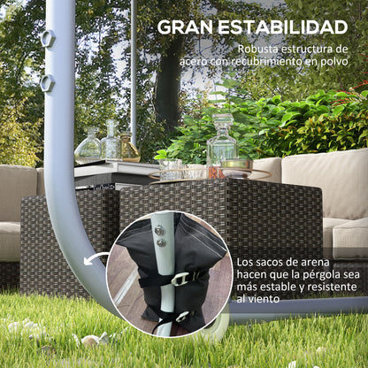 Outsunny Pérgola 3x3 M Con Ruedas Protección Uv 30+ Impermeable Gris Oscuro_5