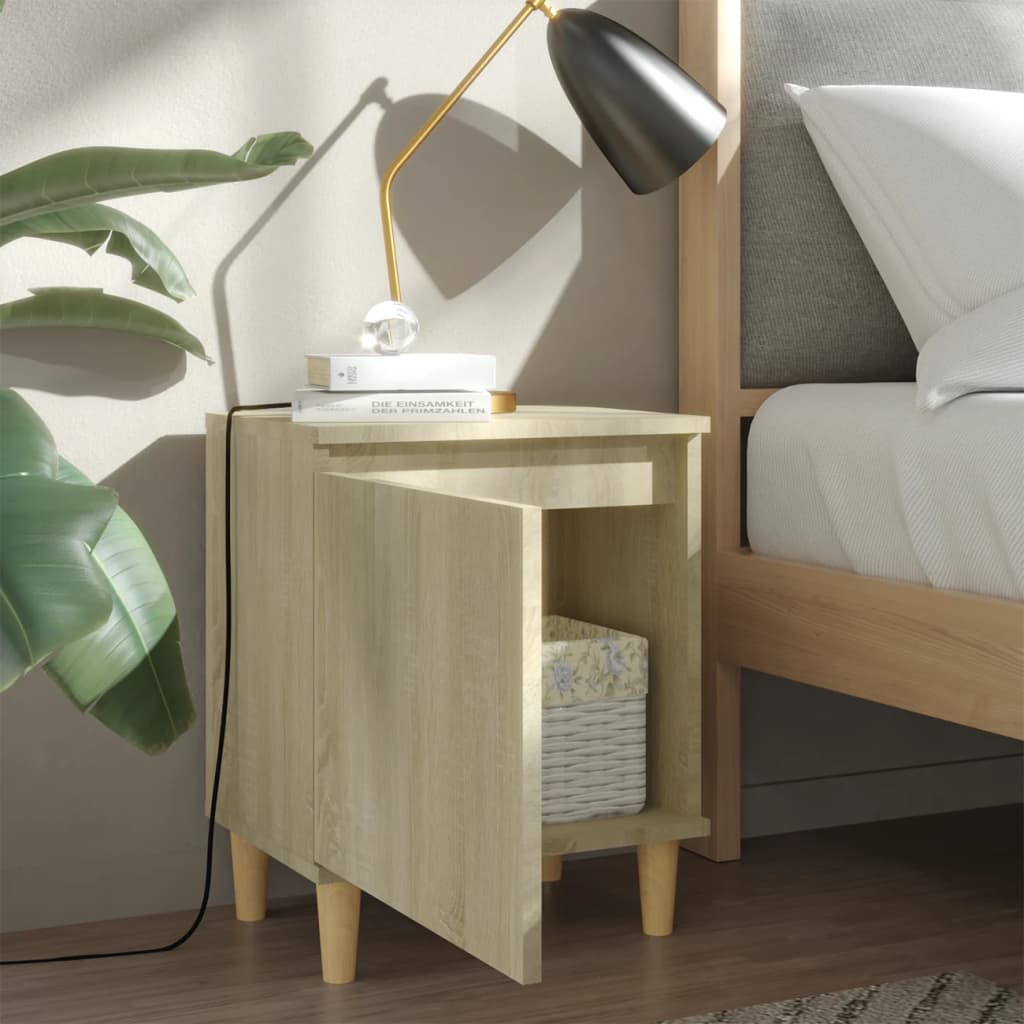 Mesita De Noche Con Patas Madera Pino Roble Sonoma 40x30x50 Cm_1