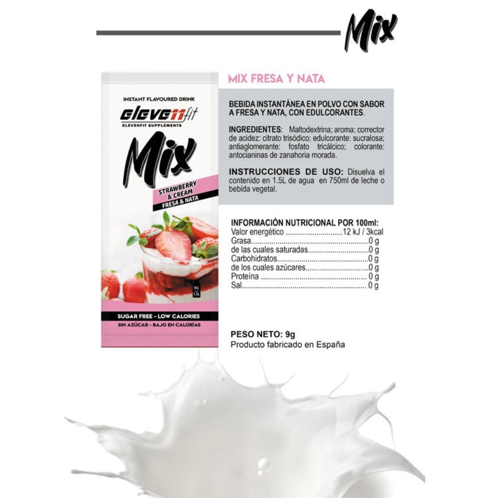 Saborizante Mix Sabor Fresa Y Nata 24 Sobres de 9g Eleven Fit_1