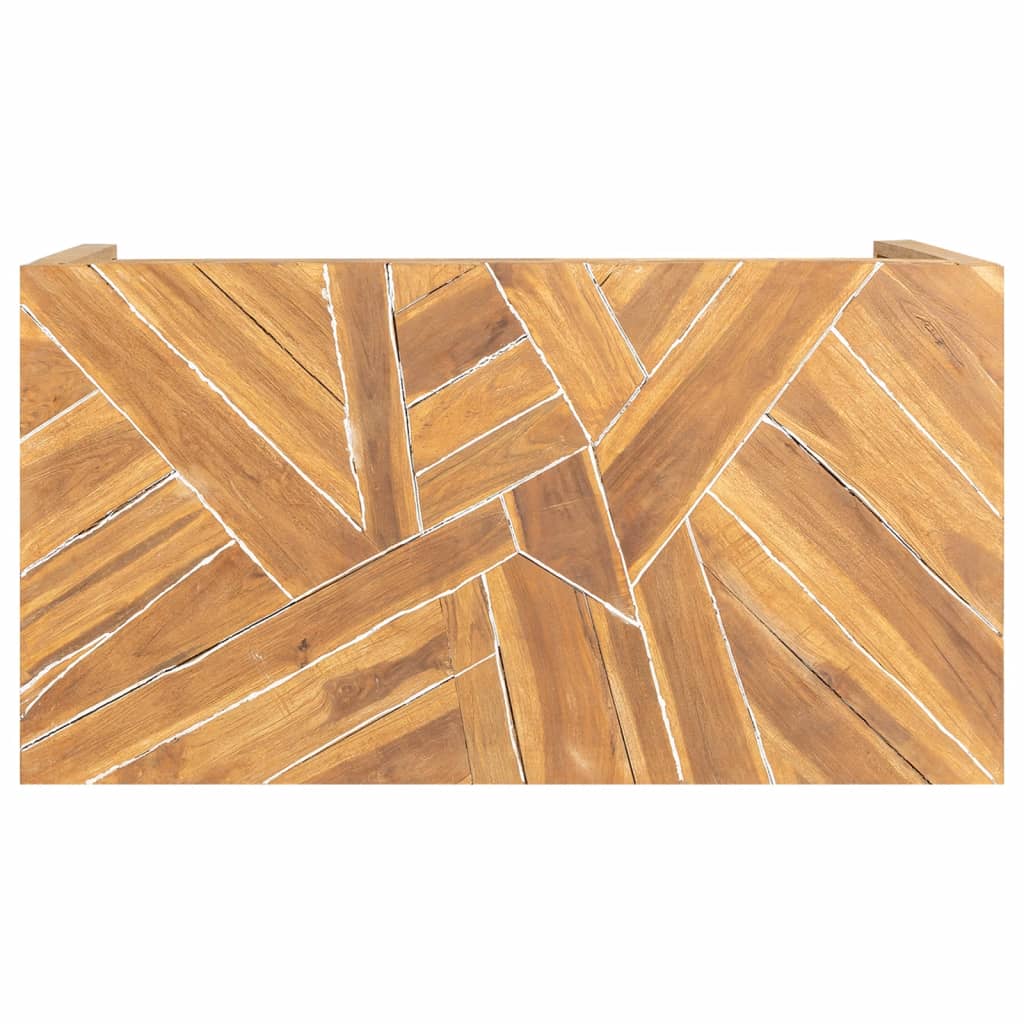 Mesa De Centro Madera Maciza De Teca Erosionada 110x35x38 Cm_2