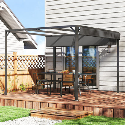 Outsunny Pérgola De Jardín 3x3 M Con Techo Retráctil Y Lateral Enrollable Gris_1