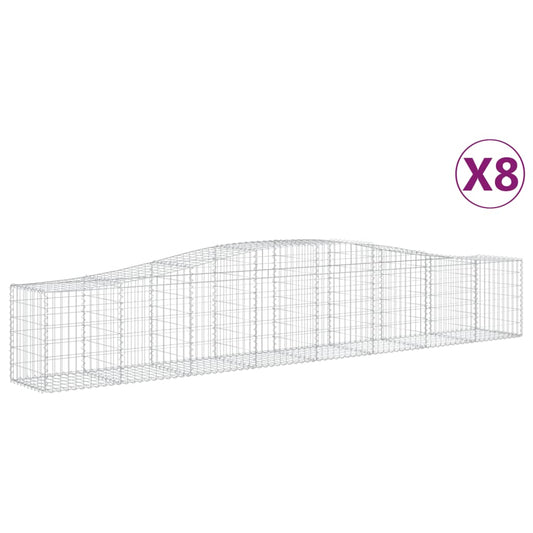 Cestas De Gaviones 8 Uds Forma De Arco Hierro 400x50x60/80 Cm_0