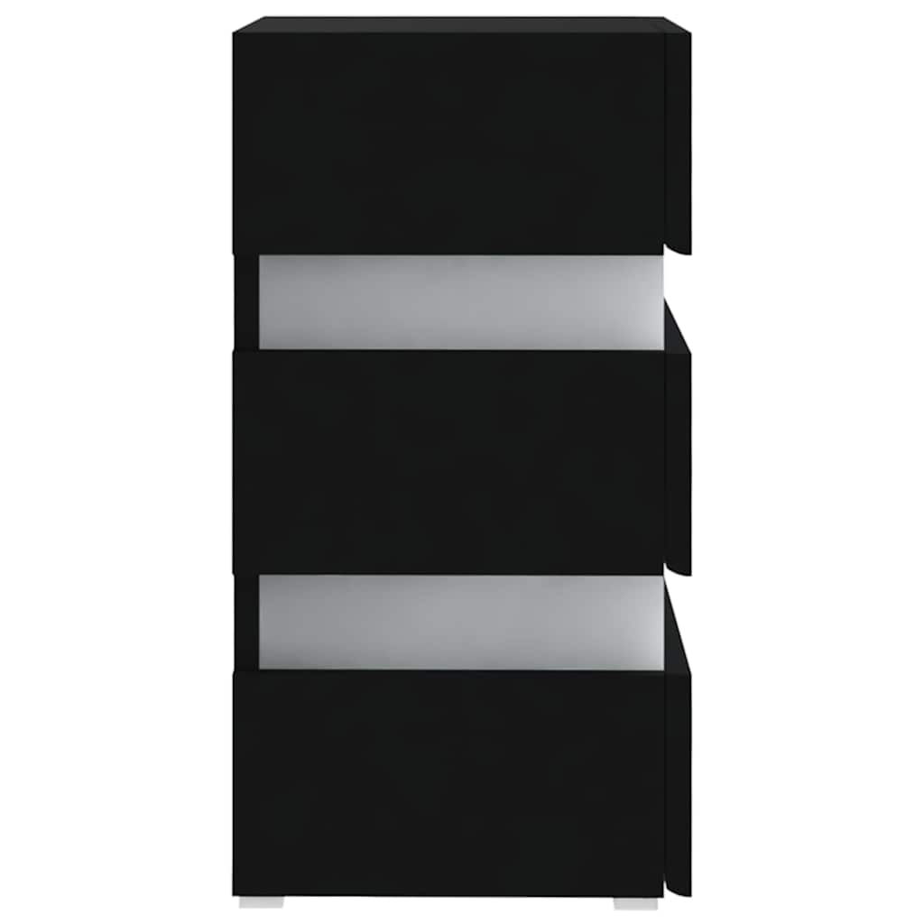 Mesita De Noche Luz Led Madera De Ingeniería Negra 45x35x67 Cm_4