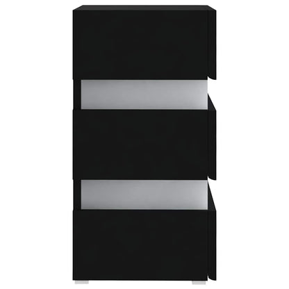 Mesita De Noche Luz Led Madera De Ingeniería Negra 45x35x67 Cm_4