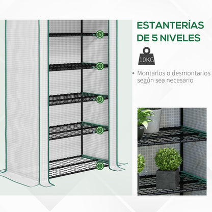 Outsunny Invernadero De Jardín De 5 Niveles Diseño Ensanchado 90x49x193cm Blanco_4