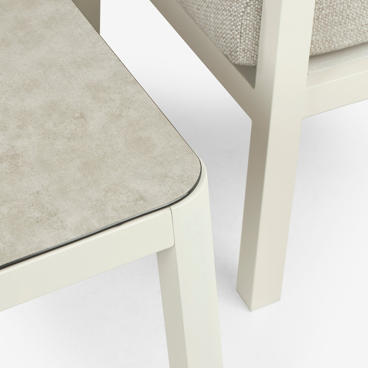 Conjunto De Sofás Para Jardín, Sofá 2 Plazas, Aluminio, Color Blanco Envejecido, Mesa:120x60x45cm Sillón:66x83x104 Cm Sofá:125x82x105 Cm Alto_3
