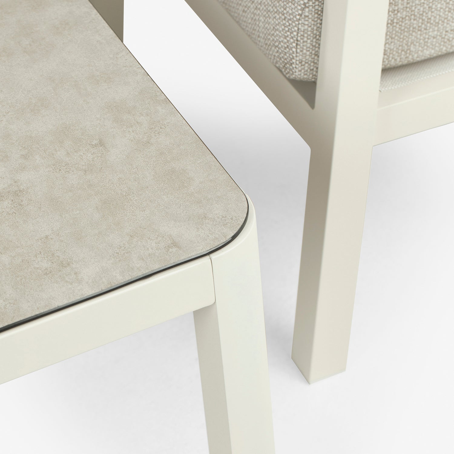 Conjunto De Sofás Para Jardín, Sofá 2 Plazas, Aluminio, Color Blanco Envejecido, Mesa:120x60x45cm Sillón:66x83x104 Cm Sofá:125x82x105 Cm Alto_3