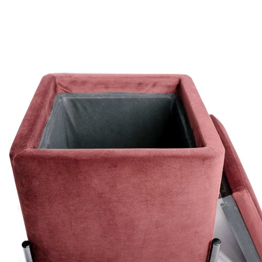 Sofá Final, Puf Taburete Cofre De Almacenamiento, Reposapiés, Convertible A Burdeos Bodega Mesa Auxiliar 43x43x45cm- Muebles De Sala_3