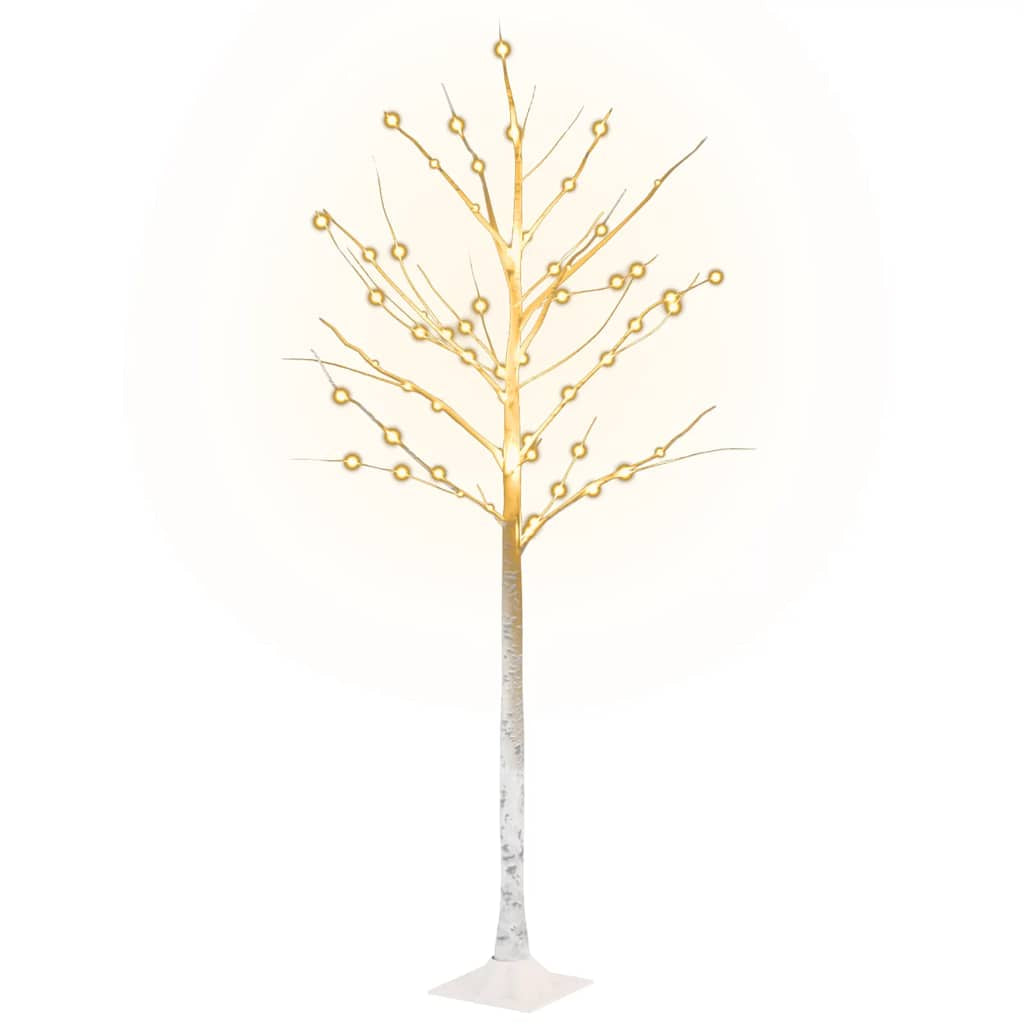 Vidaxl Abedul Artificial Blanco Con 72 Leds Blanco Cálido 150 Cm_0