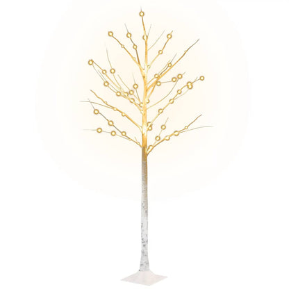 Vidaxl Abedul Artificial Blanco Con 72 Leds Blanco Cálido 150 Cm_0