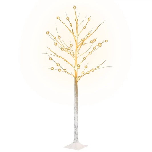 Vidaxl Abedul Artificial Blanco Con 72 Leds Blanco Cálido 150 Cm_0