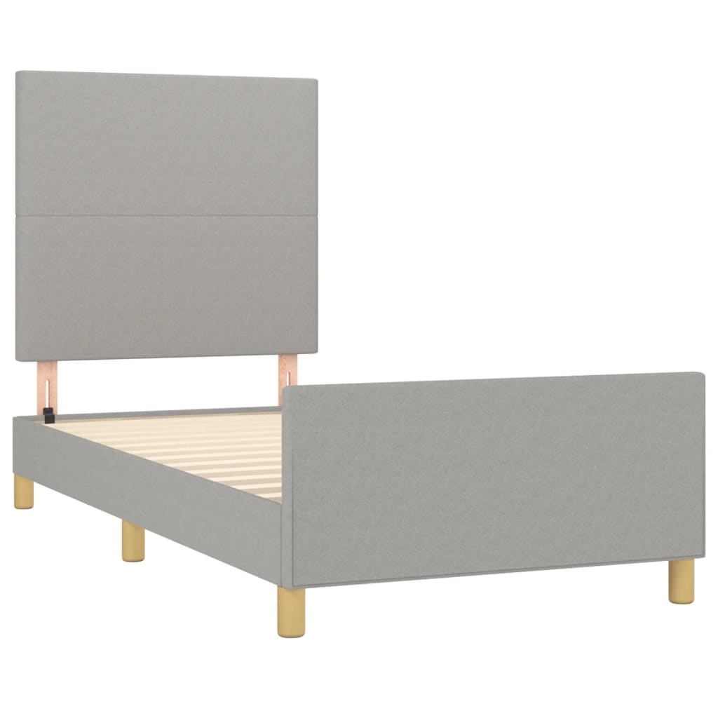 Estructura De Cama Con Cabecero De Tela Gris Claro 80x200 Cm / Vetonek_3