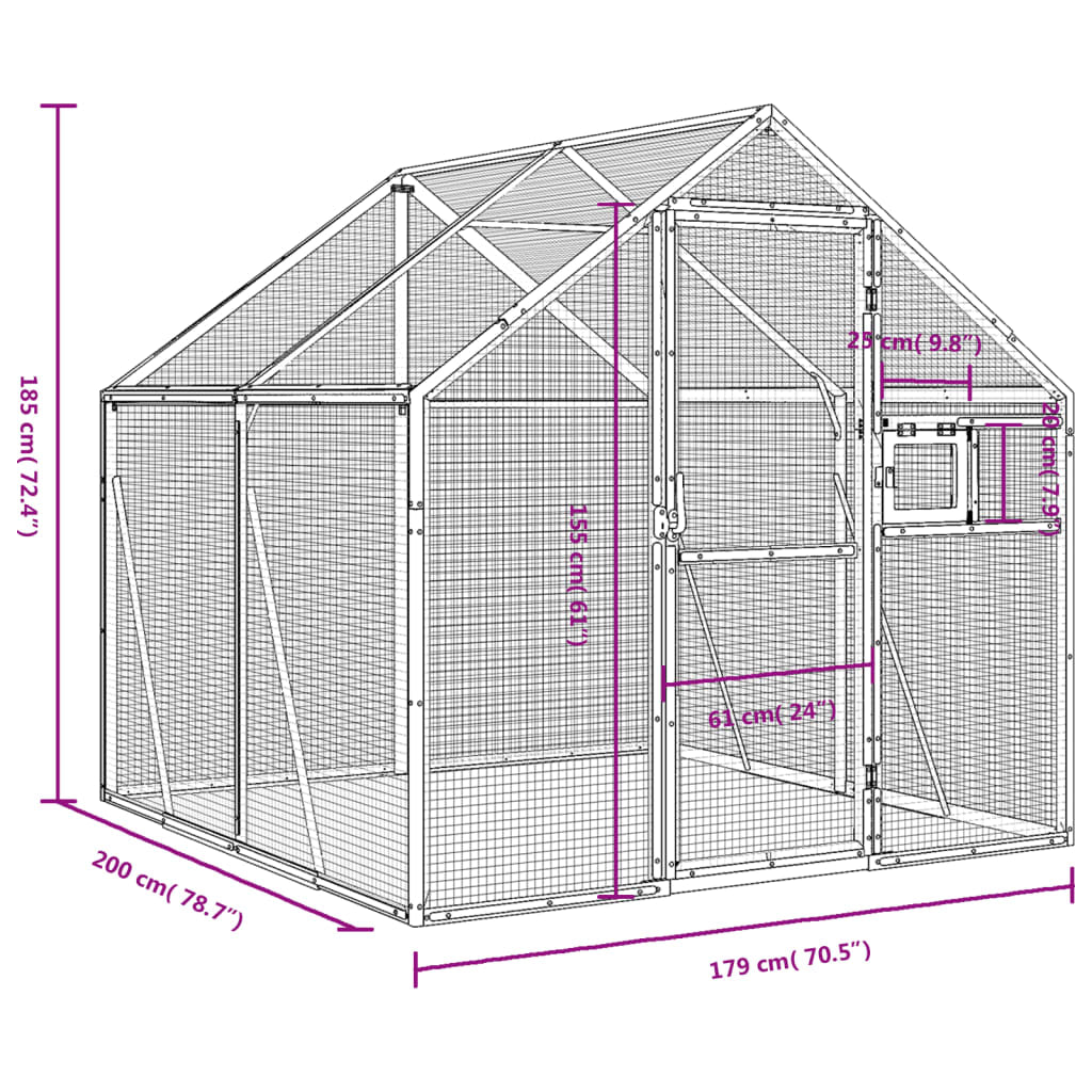 Vidaxl Pajarera De Aluminio Gris Antracita 1,79x2x1,85 M_2