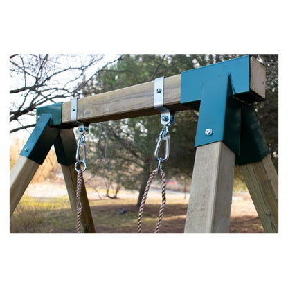 Columpio Individual De Madera Cuadrada Masgames Aiko L + Asiento Bebe Verde Oscuro.