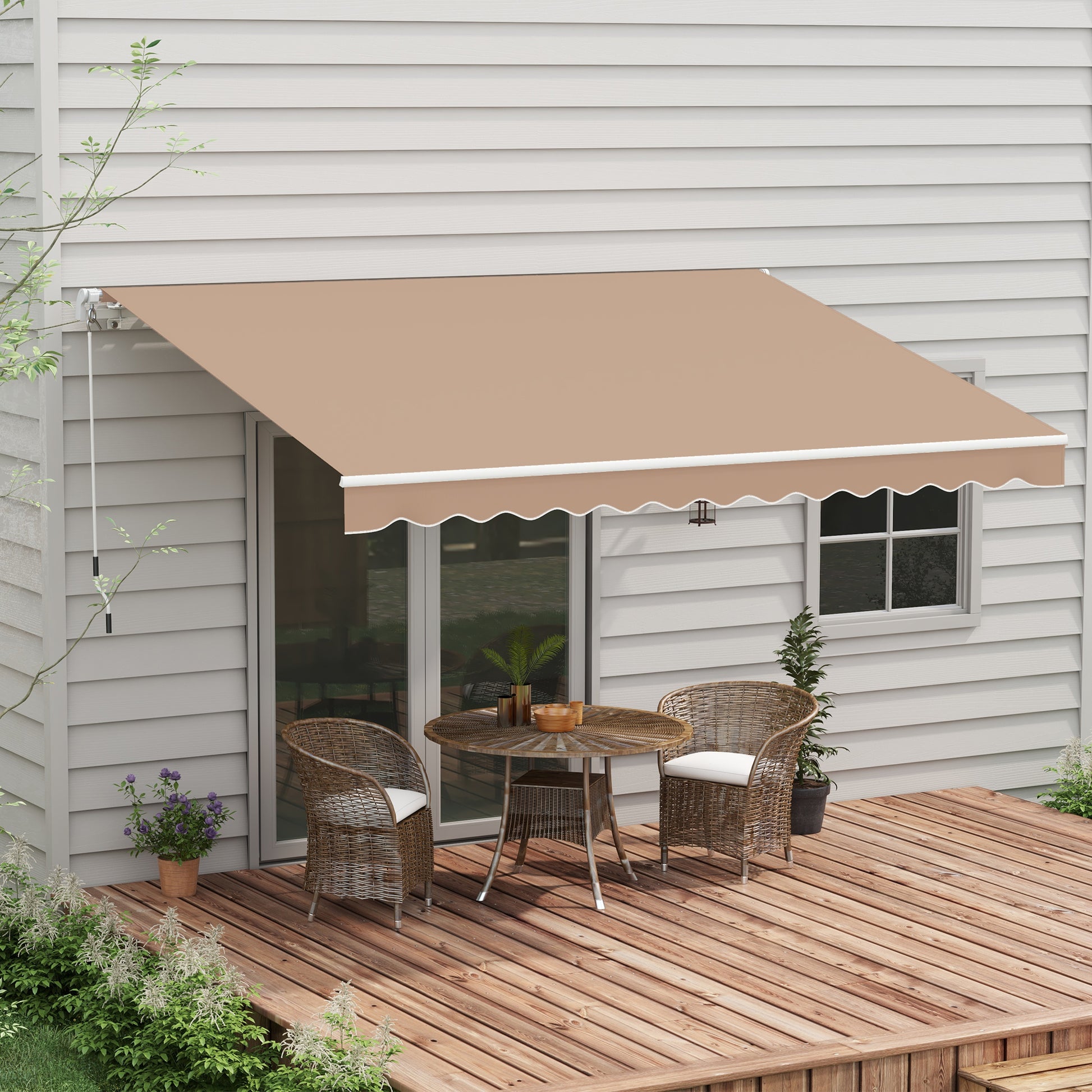 Outsunny Toldo Manual Retráctil 350x250 Cm Con Manivela De Metal Marrón_1