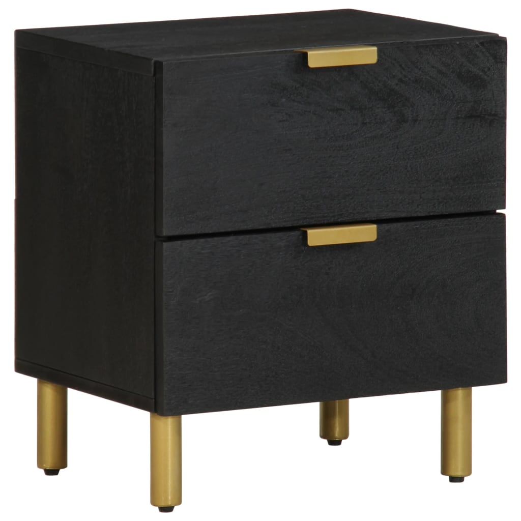 Mesitas De Noche 2 Uds Madera Maciza De Mango Negro 40x33x46 Cm_1