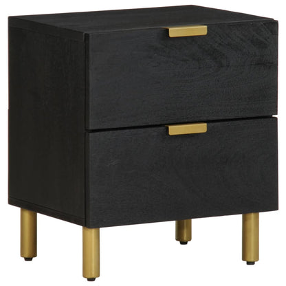 Mesitas De Noche 2 Uds Madera Maciza De Mango Negro 40x33x46 Cm_1