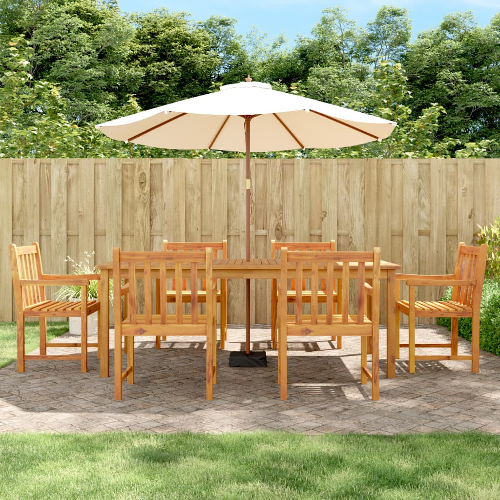Vidaxl Juego De Comedor Para Jardín 7 Piezas Madera Maciza Acacia_1