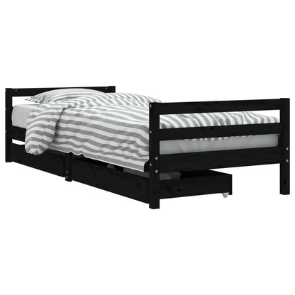 Vidaxl Estructura Cama Infantil Y Cajones Madera Pino Negro 90x190 Cm_0