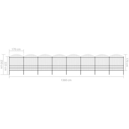 Valla De Jardín Con Puntas De Lanza Acero Negro (1,75-2)x13,6 M / Vetonek_2