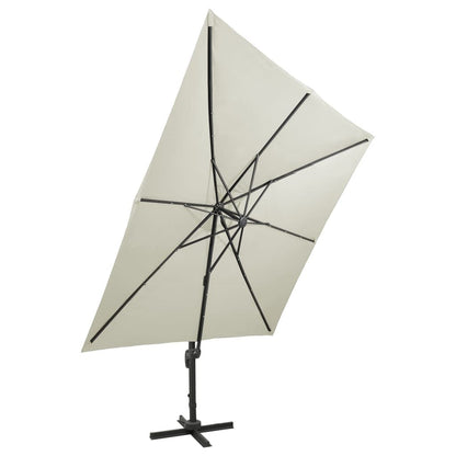Vidaxl Sombrilla De Jardín Voladiza Con Palo Y Luces Led Arena 300 Cm_1