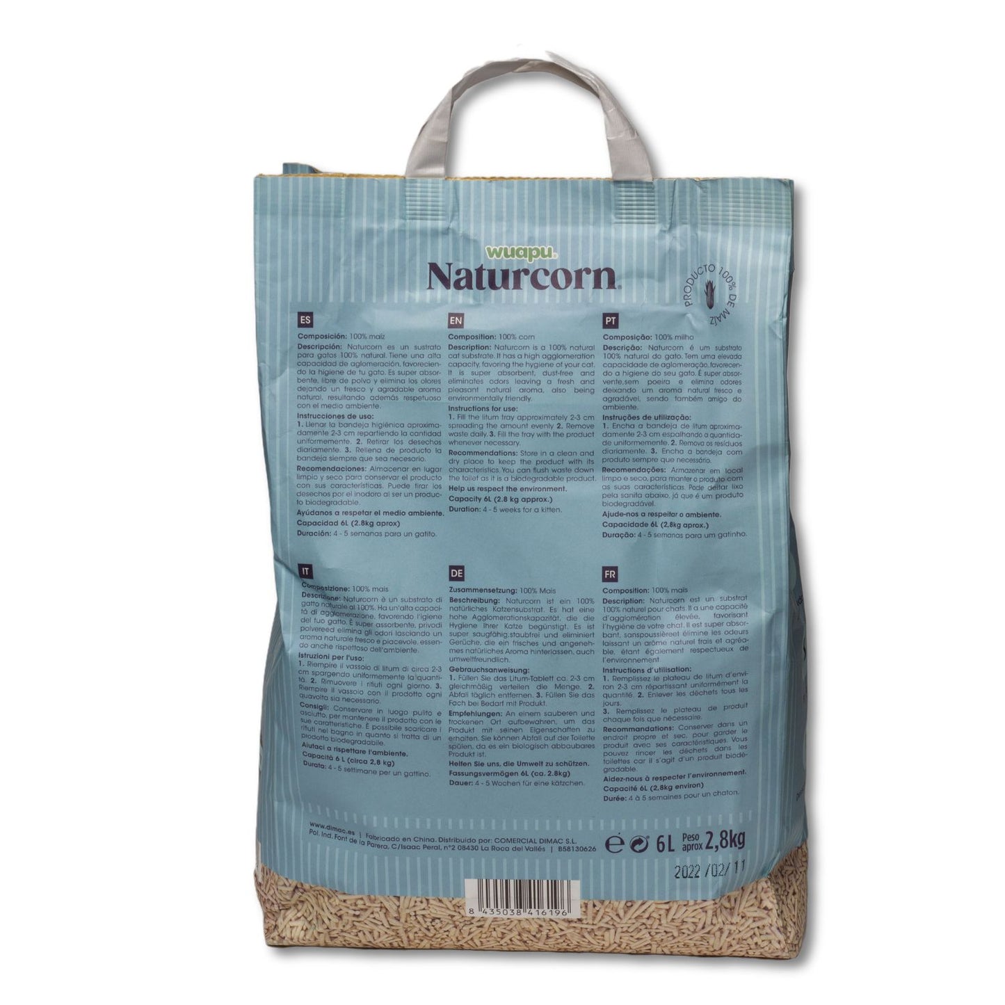 Sustrato Absorbente Wuapu Naturcorn Kitty En Mini Pelet Biodegradable Para Gato 6 Uds 6l_3