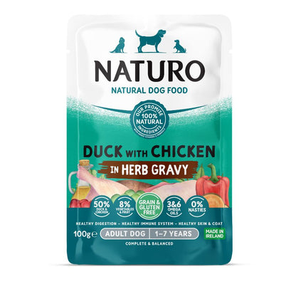 Naturo Perro Grain Y Gluten Free Pato Y Pollo 100g X 12 Sobres Comida Humeda_0