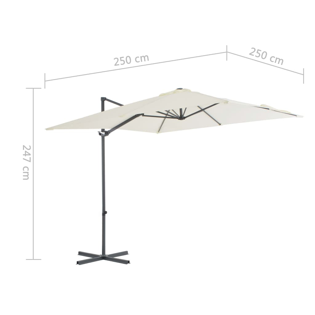 Vidaxl Sombrilla De Jardín Voladiza Con Palo De Acero Arena 250x250 Cm_2