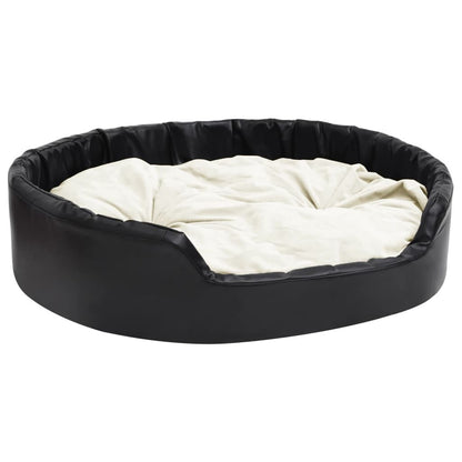 Vidaxl Cama De Perros Felpa Y Cuero Sintético Negro Beige 99x89x21 Cm_0
