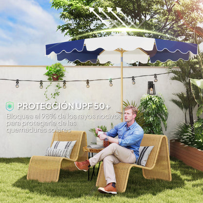 Outsunny Sombrilla Terraza Exterior Ø267 Cm Con Ángulo Inclinable Azul Y Blanco_4