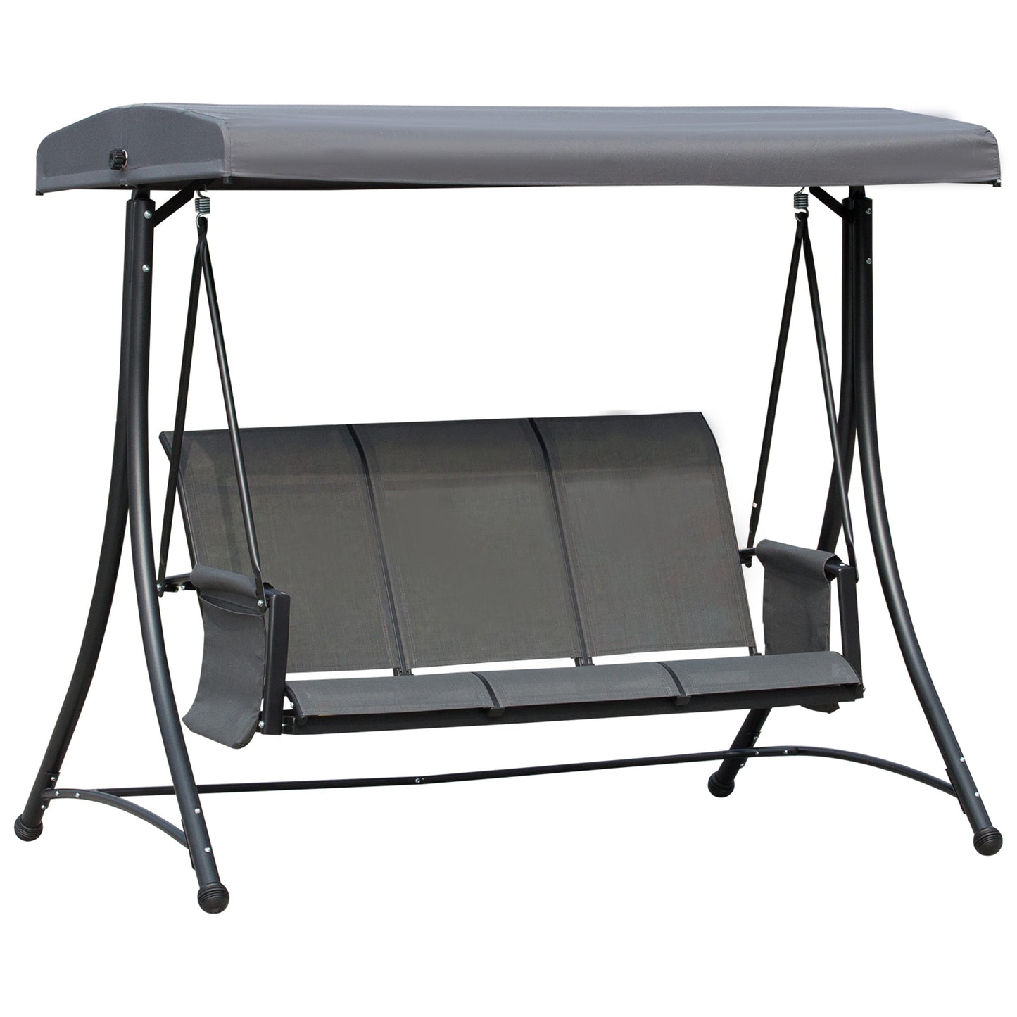 Outsunny Columpio De Jardín De 3 Plazas Con Techo Ajustable 196x128x172 Cm Gris_0