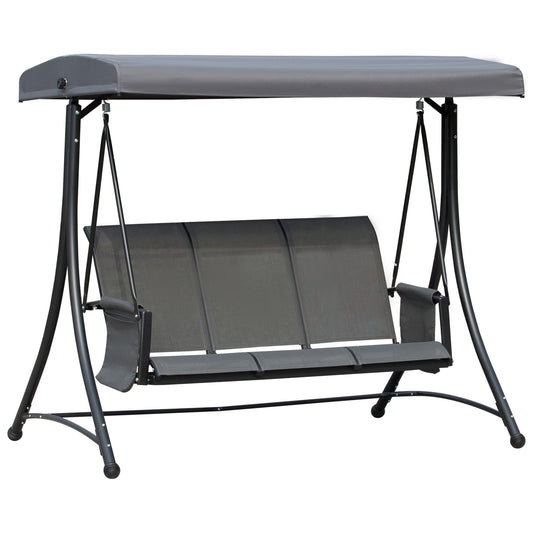 Outsunny Columpio De Jardín De 3 Plazas Con Techo Ajustable 196x128x172 Cm Gris_0