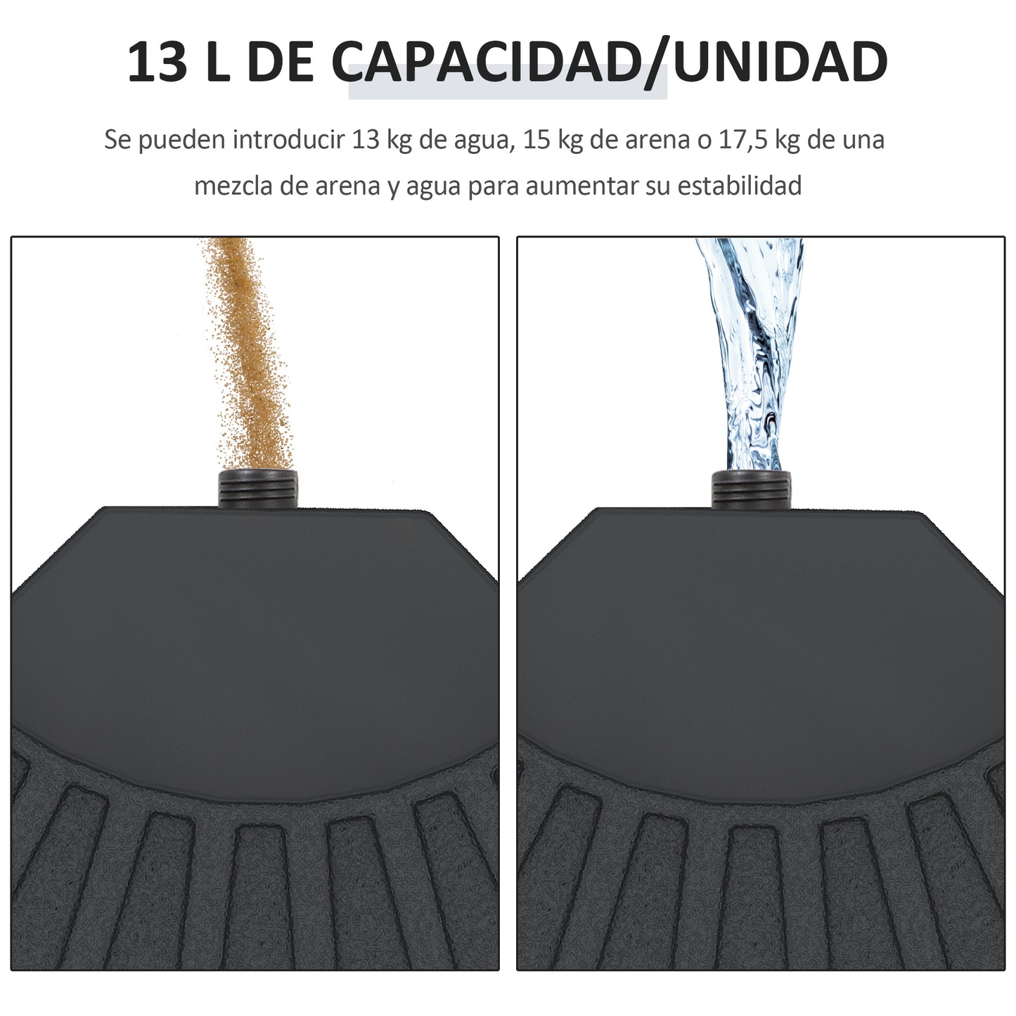 Outsunny Peso Para Base De Sombrilla De 4 Piezas Para Base Cruzada Negro_4