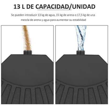 Outsunny Peso Para Base De Sombrilla De 4 Piezas Para Base Cruzada Negro_4